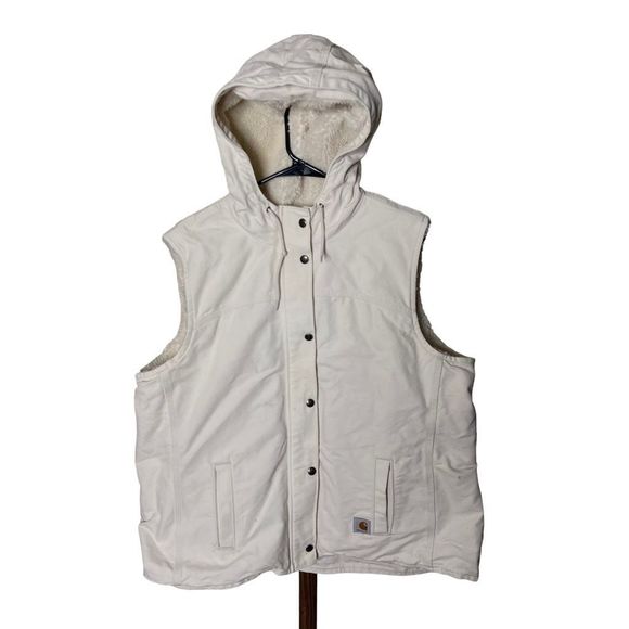 Carhartt Canvas Hooded Sherpa Vest Womens XXL - Picture 1 of 4